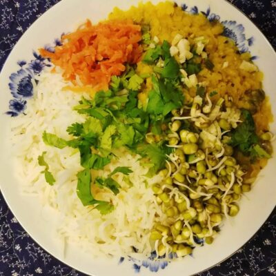 sprouted mung beans as a side dish