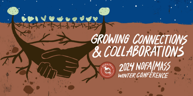 Announcement for the 2024 Winter Conference. Two roots embrace underground beneath a starlit sky.