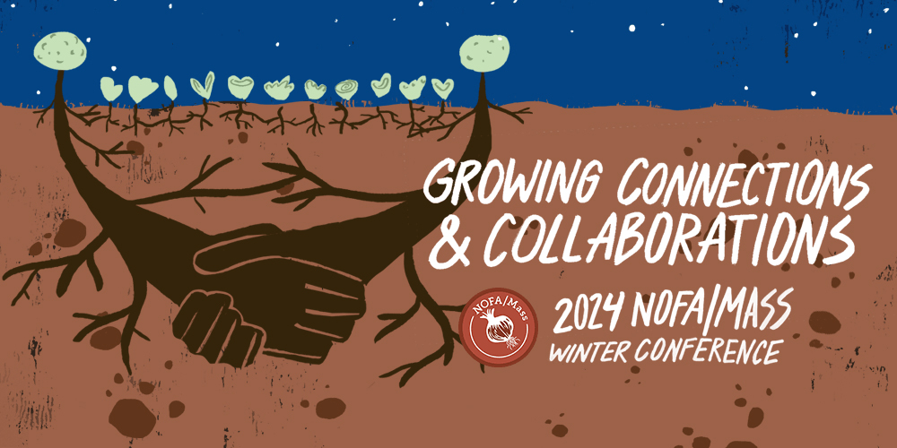 Cover Image – Growing Connections & Collaborations Announcement for the 2024 Winter Conference. Two roots embrace underground beneath a starlit sky.